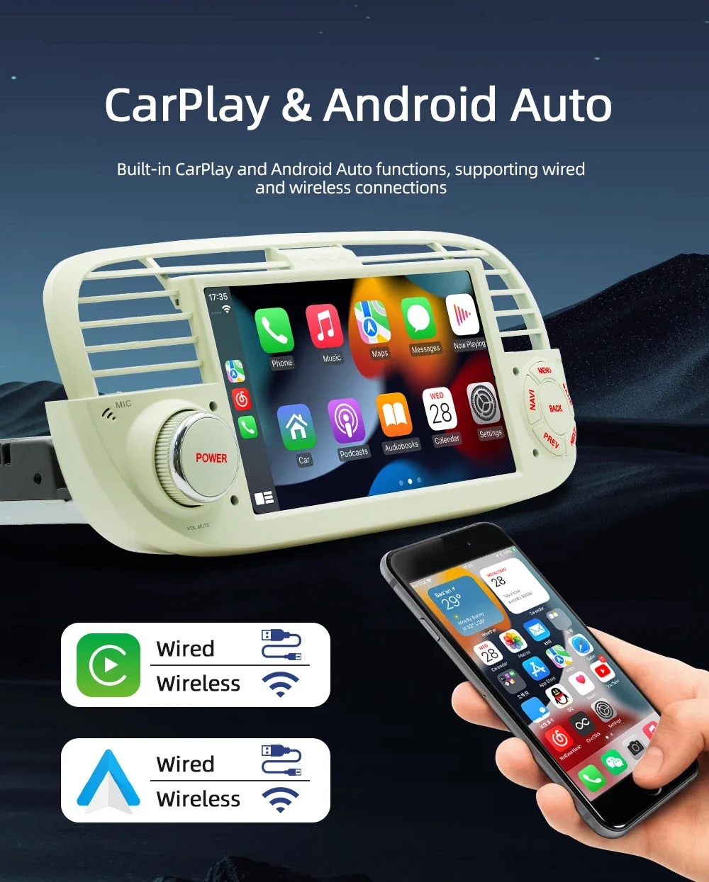 Se59ce07cddc64c24b67c0d5493ce7de6Z 1Din Android Car Radio Player for Fiat 500 Abarth 2007-2015 Carplay GPS Navigation Autoradio RDS DAB Car Multimedia Player