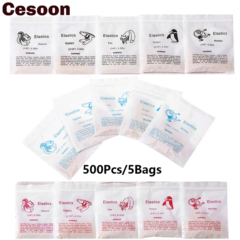 500Pcs5BagsDentalOrthodonticRubberBandsElasticsLatexRings