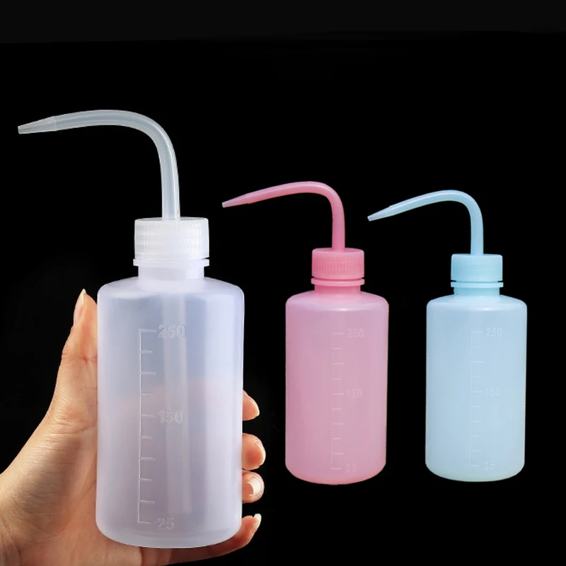 250ml Clear Plastic Blow Washing bottle Tattoo Wash Squeezy Laboratory Measuring Bottle 1pc plastic makeup eyebrow 150 mm calipers gauge micrometer measuring tools tattoo microblading ruler