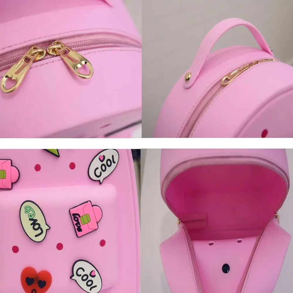 Cartoon Adjustable Straps Silicone Backpack Zippered Waterproof Schoolbags Durable Soft Kindergarten Knapsack Ladies 1