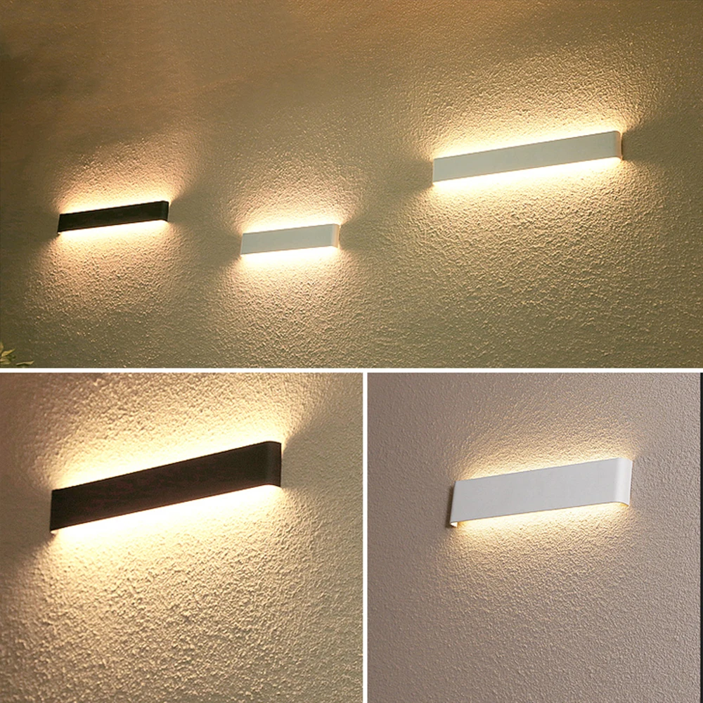 LED 실내 벽 램프, 침실 거실 침대 옆 램프, 위 아래 조명, 홈 블랙 화이트 배경 벽 조명 기구, 12W