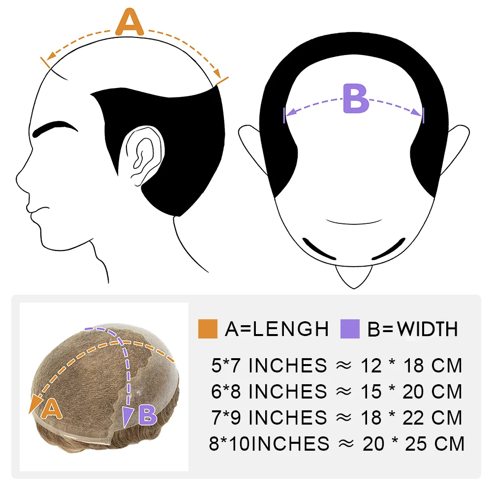 Toupee For Men Indian Human Hair Men Wig Men's Capillary Prothesis Hair Wig Male 130% Density 0.1-0.12 Thickness Skin Hair Wig 5