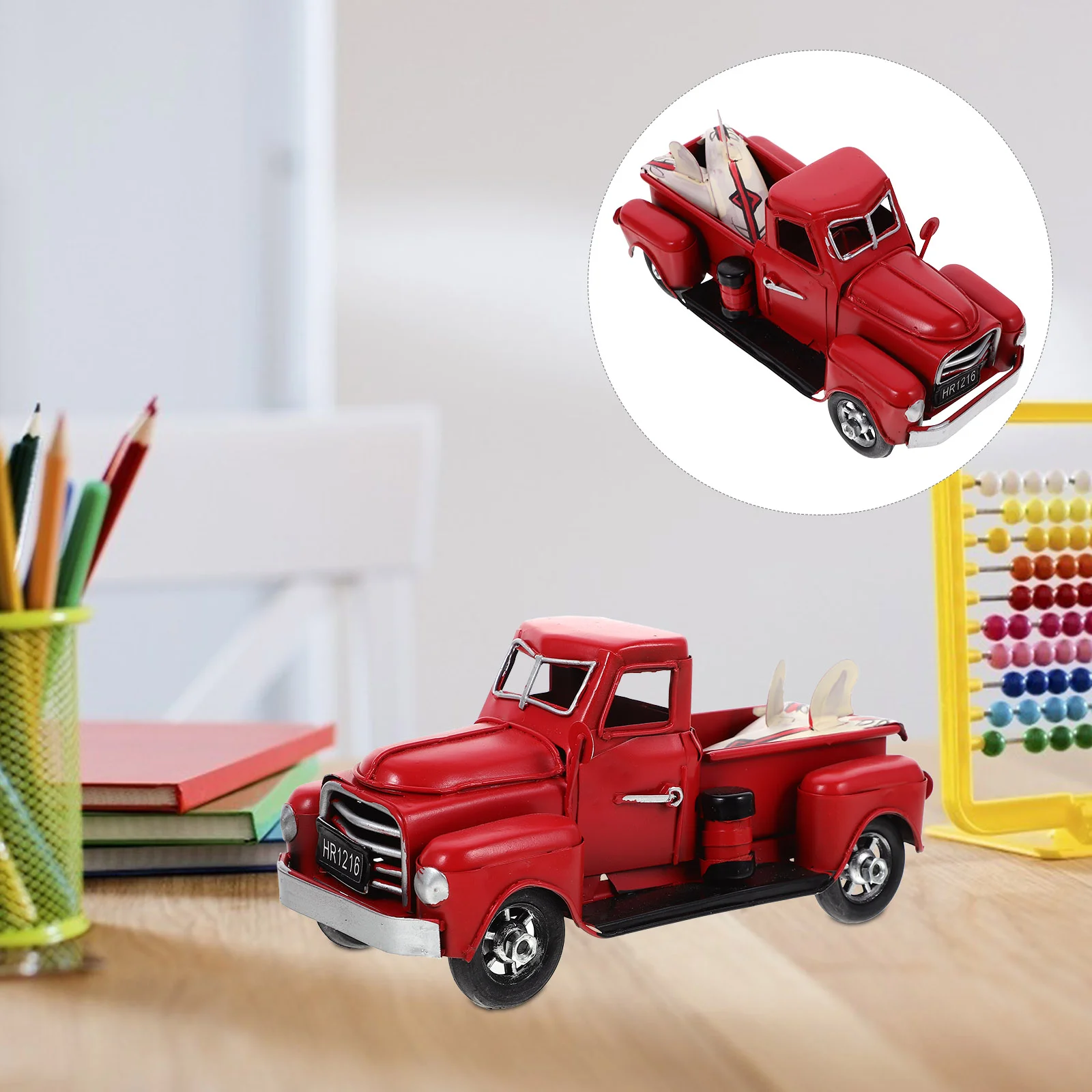 

Stobok Rustic Home Decor Vintage Car Model Pickup Truck Vehicles Simulated Truck Statue Metal Car Photo Prop Mini