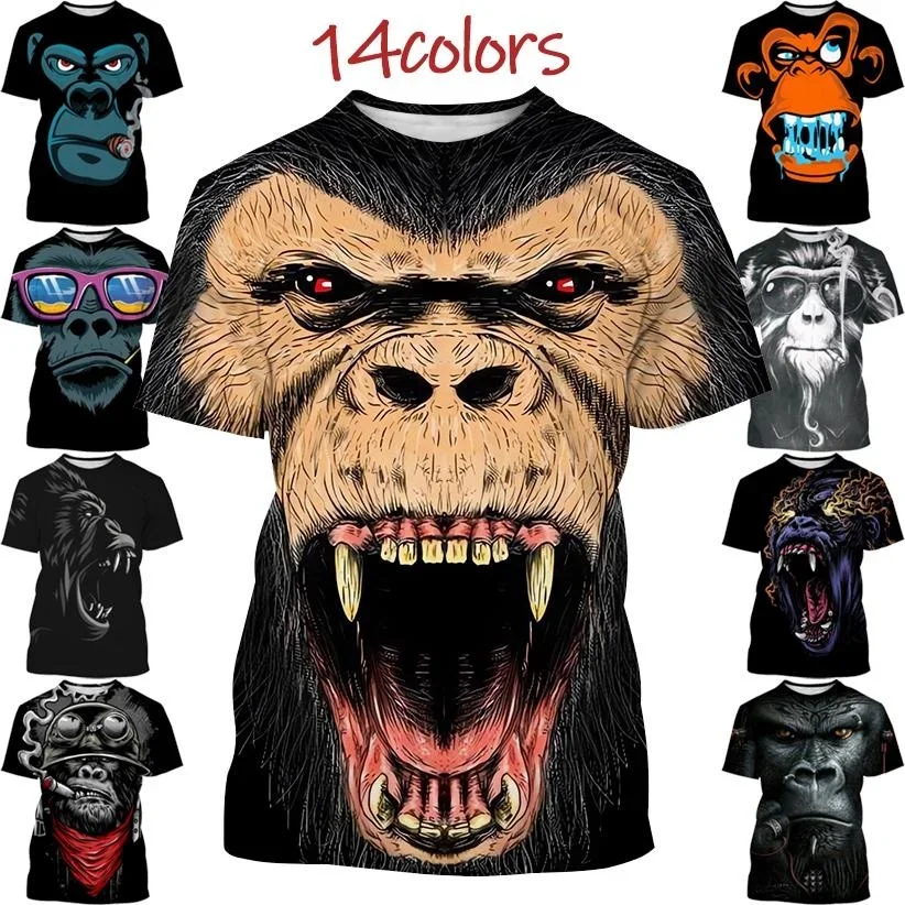 

Summer Gorilla/Monkey 3D Printing Gorilla To You Grumpy Gorilla T-shirt Men and Women Funny T-shirt Top Round Neck Short Sleeve