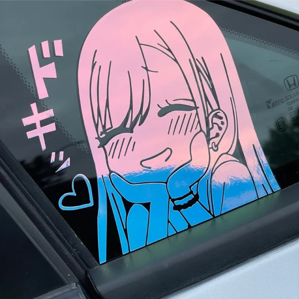 Stiker Vinil Die Cut Stiker Mobil Anime Lucu Untuk Aksessori Dekorasi Mobil Kaca Depan Bumper Jendela Otomatis Untuk Audi 20Cm
