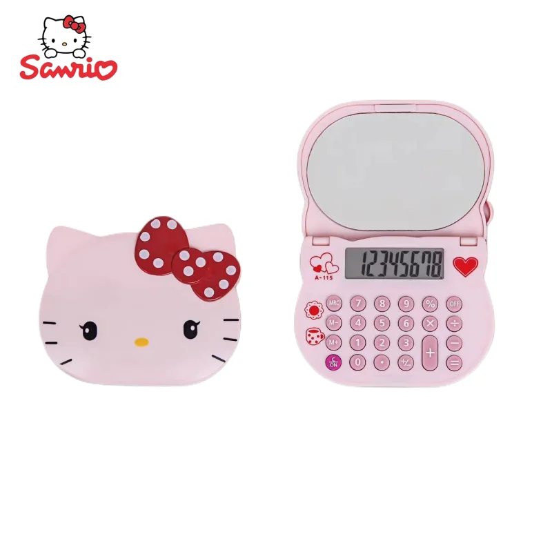 

Sanrio Anime Peripheral Kawaii Cartoon Cute Hello Kitty Makeup Mirror Folding Calculator Creative Mini Computer Gift Wholesale