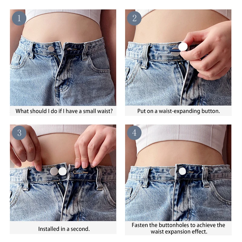 12pcs Collar Extension Piece Metal Button Jeans Pants Waistband Elastic Shirt Set Tie Neck Expander Extension Buckle Accessories 6