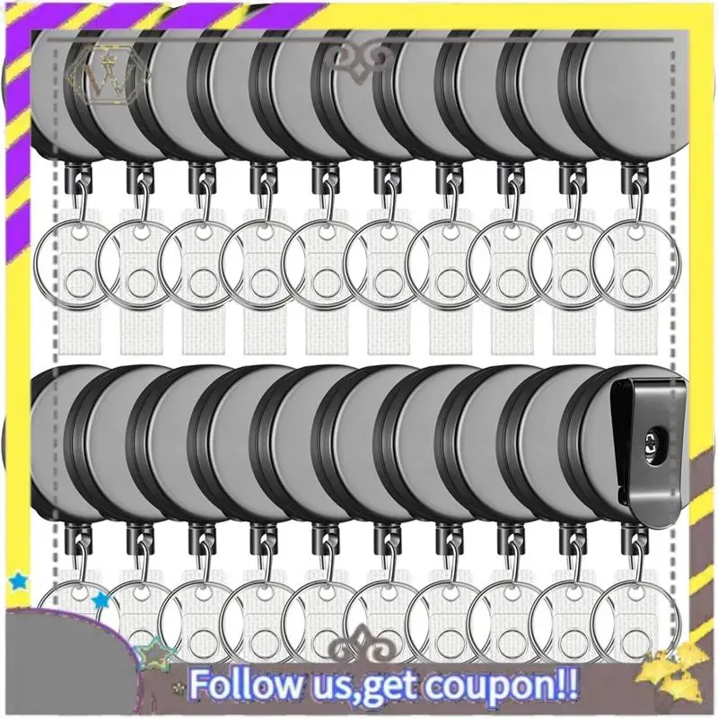 새로운 20팩 개폐식 배지 홀더 릴(벨트 클립 및 열쇠 고리 포함), 간호사용 헤비 듀티 ID 배지 릴