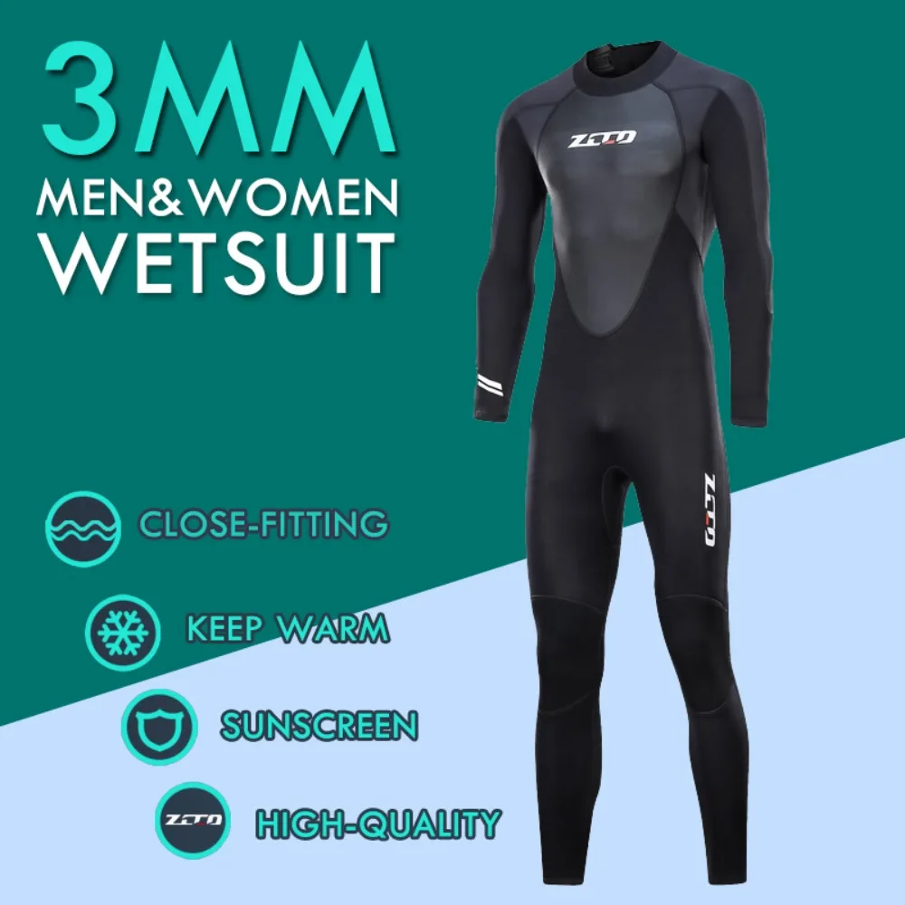 3mm Neoprene Men Womens Full Length Wetsuit Keep Warm Outdoor Swimming Diving Suit Kayaking Surfing Drifting Thick Swiwear S-4XL