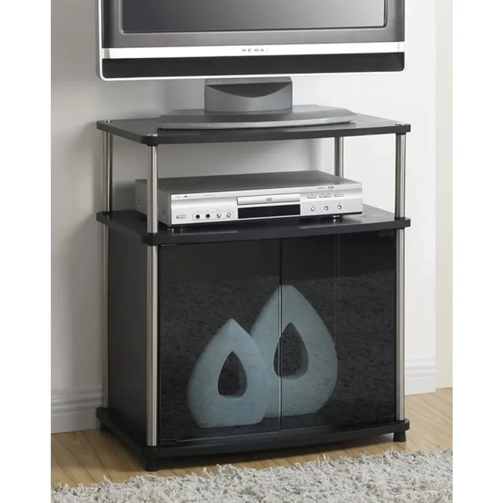 

OEING Convenience Concepts Designs2Go TV Stand with Black Glass Cabinet, Black, 23.75 x 15.75 x 26.75