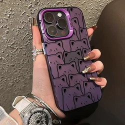 Charming Cartoon Cat Design Shockproof Phone Case - Galaxy S23 Ultra (Purple)