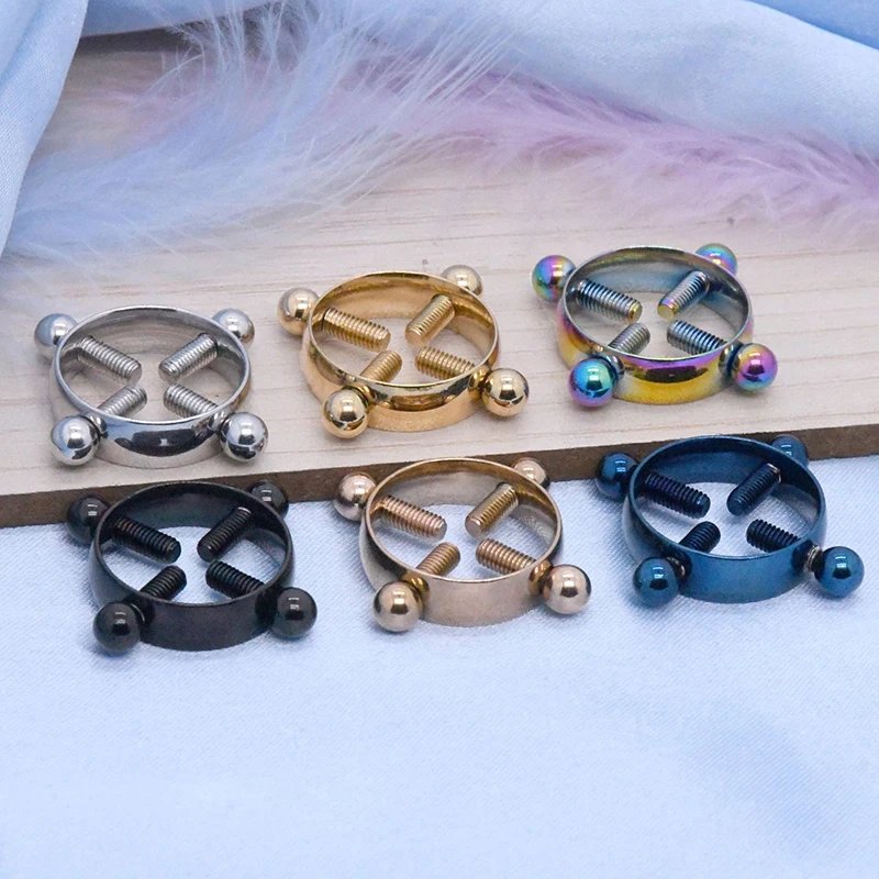 Adjustable Stainless Steel Fake Nipple Ring Non Piercing Jewelry_voghion.com