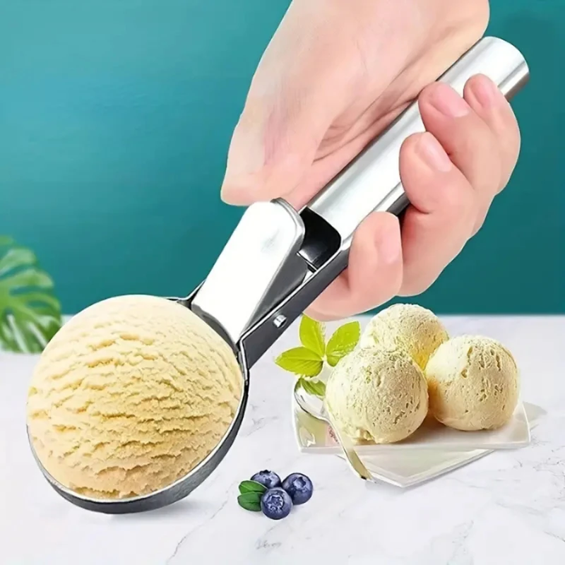 Stainless Steel Ice Cream Scoop with Trigger Antifreeze Handle Frozen Yogurt Mold Scoop