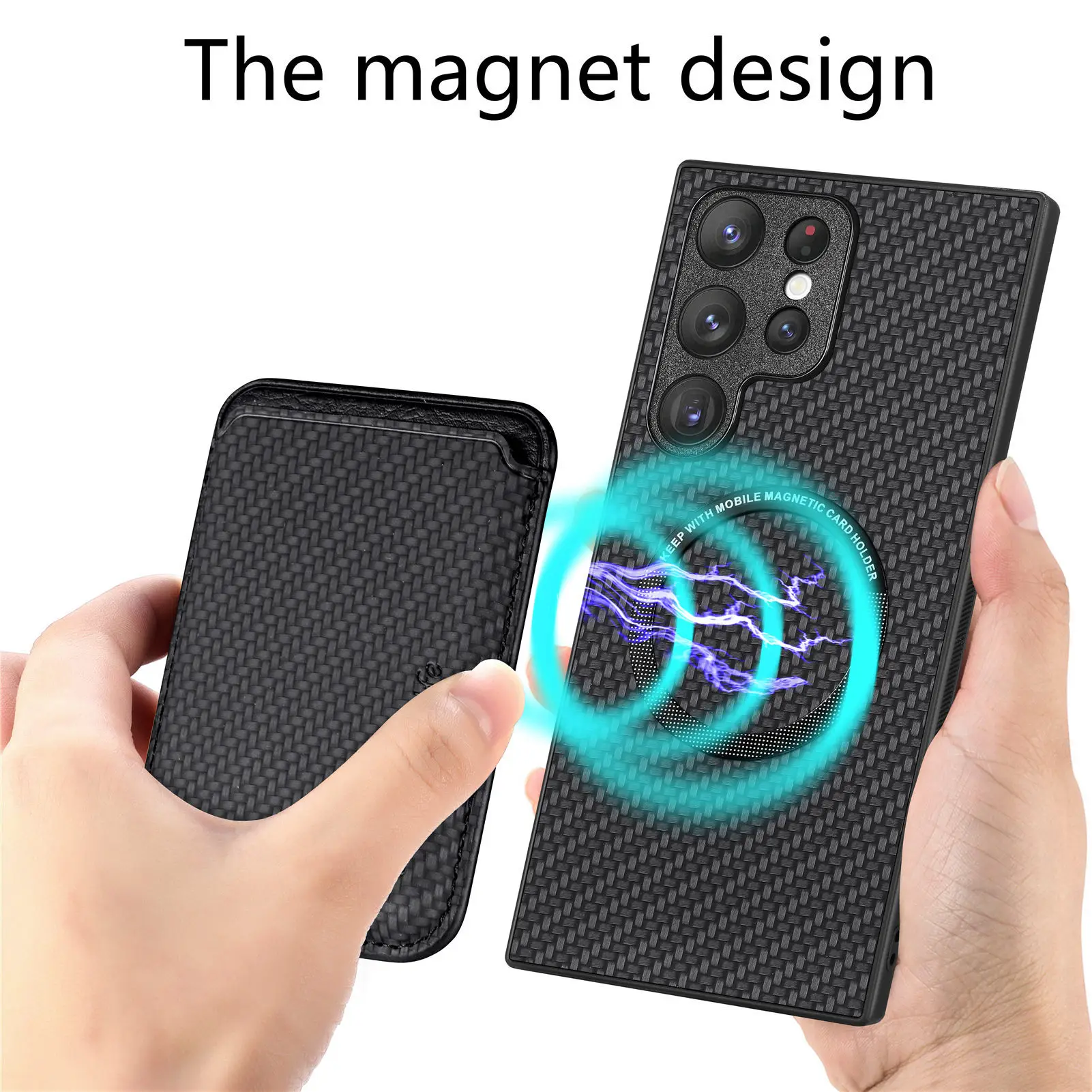 Carbon Fiber Style PU Leather MagSafe Back Cover