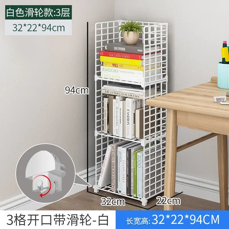 Corner Simple Narrow Bookshelf Floor To Floor Shelf Desktop Reading and Storage Corner Crevice Wall Small Bookshelf