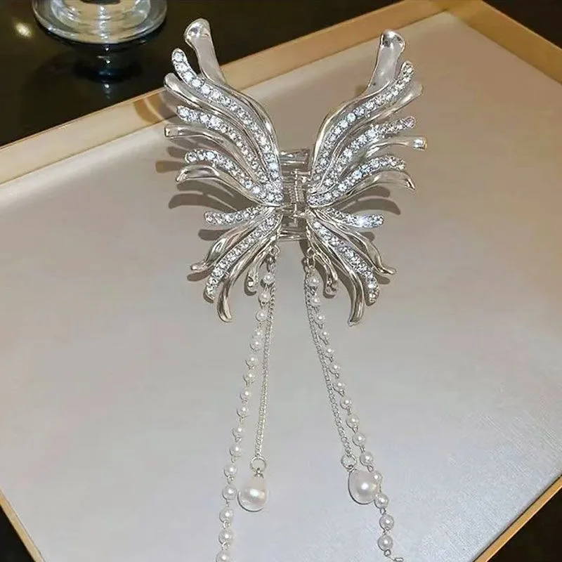 Exquisite Strass Haar Krallen Trendy Metall Schmetterling Haar Clips Perle Quaste Haar Krabben Hai Haarspangen Party Haar Zubehör – Detail 22