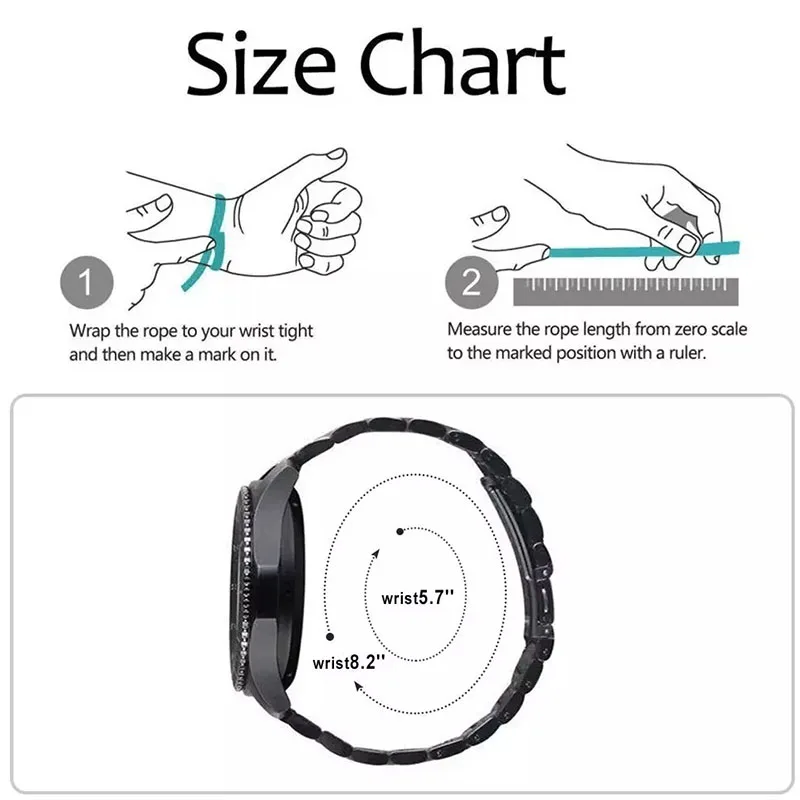 Elegant Smartwatch Replacement Band - 20mm/22mm Adjustable Bracelet