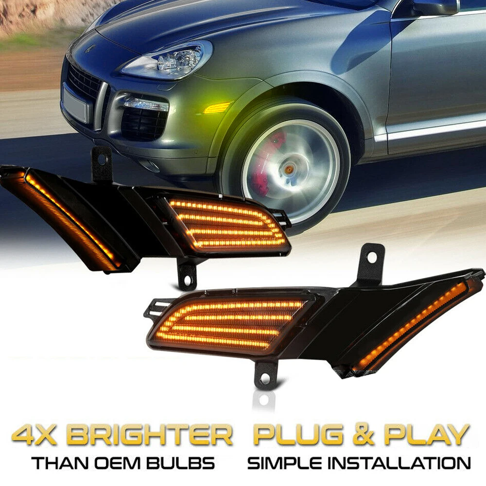 

2Pcs LED Dynamic Side Marker Lights Turn Signal Blinker Lamps For Porsche Cayenne 957 2007 2008 2009 2010 OEM# 95563103510 /3610