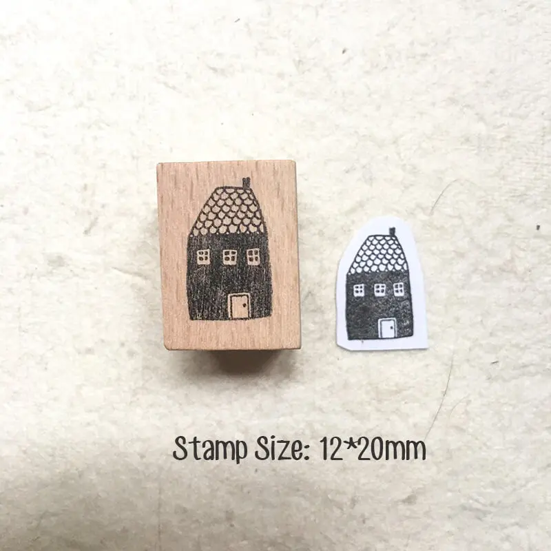 미니 스탬프 Kawaii 기발한 작은 집과 스크랩북을위한 새 DIY 카드 저널링 나무 우표