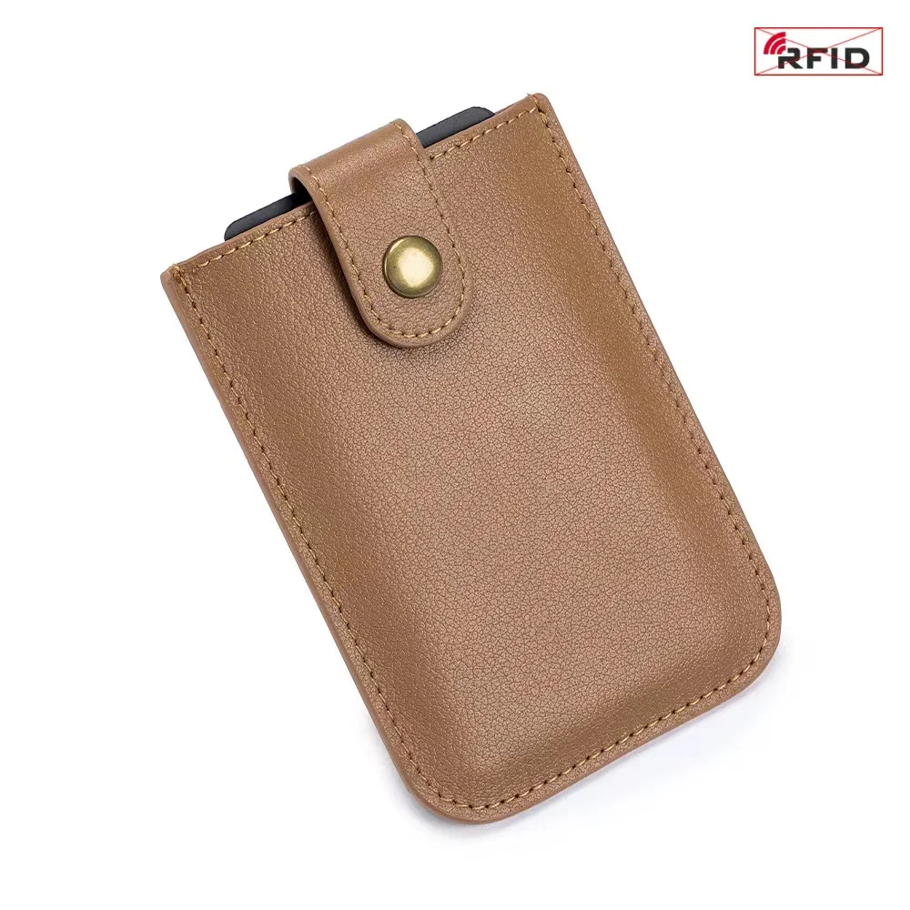 New vintage classic drawcard bag rfid leather ultra-thin business card bag portable compact card bag for men