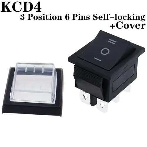 1PCS KCD4 25X31mm Black Rocker Switch 6 Pin 3 Position ON-OFF-ON Double Reset/Latch Switch 16A 250V 20A 25A 125VAC - Image 11