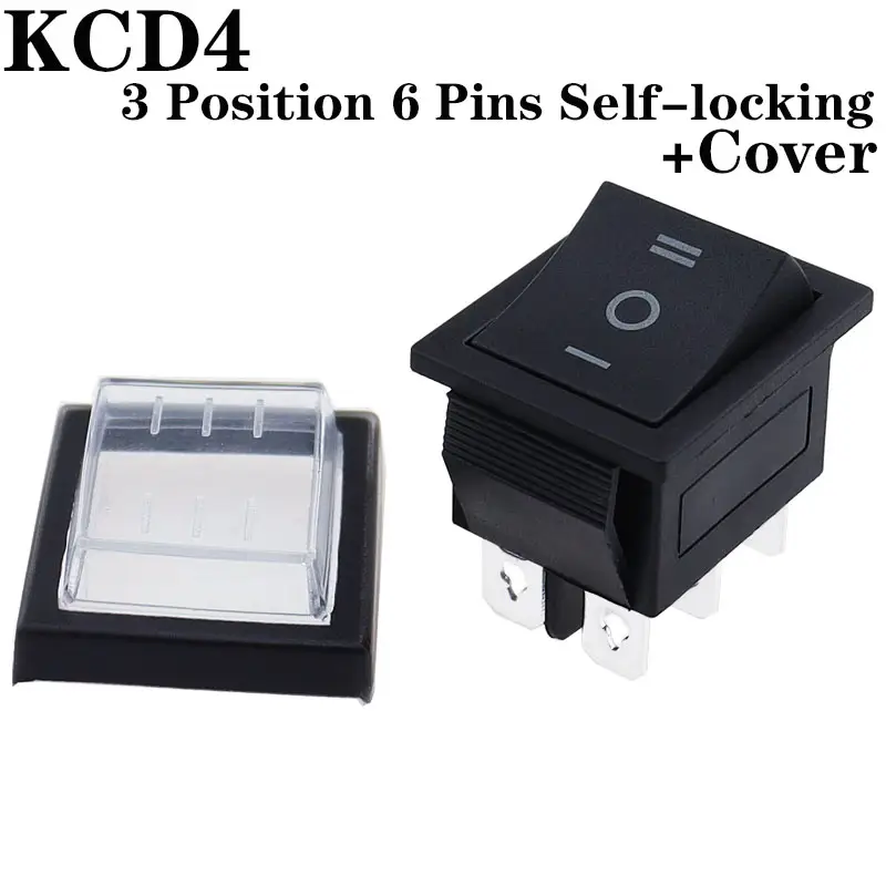 1PCS KCD4 25X31mm Black Rocker Switch 6 Pin 3 Position ON-OFF-ON Double Reset/Latch Switch 16A 250V 20A 25A 125VAC - Image 11