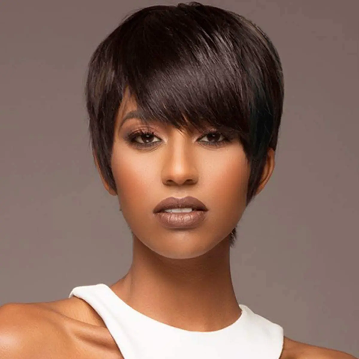 Human Hair Wigs Short Pixie Cut Full Machine Made For Women