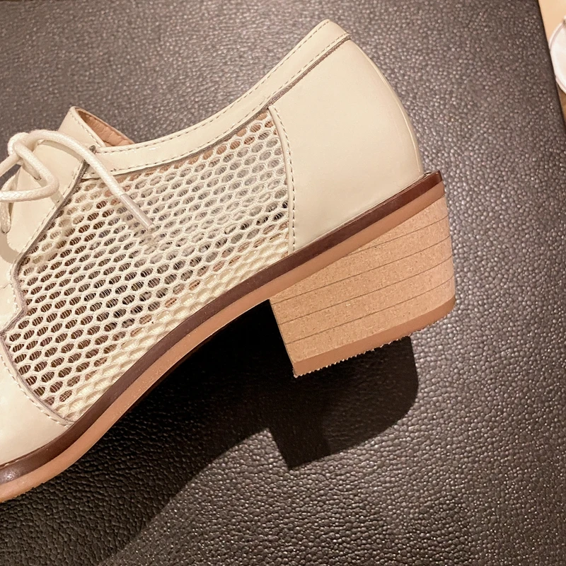 2024 Women's New Spring/Summer Pointed Sexy Black Mesh Genuine Leather High Heel Large Strap Blake Breathable Single Shoes