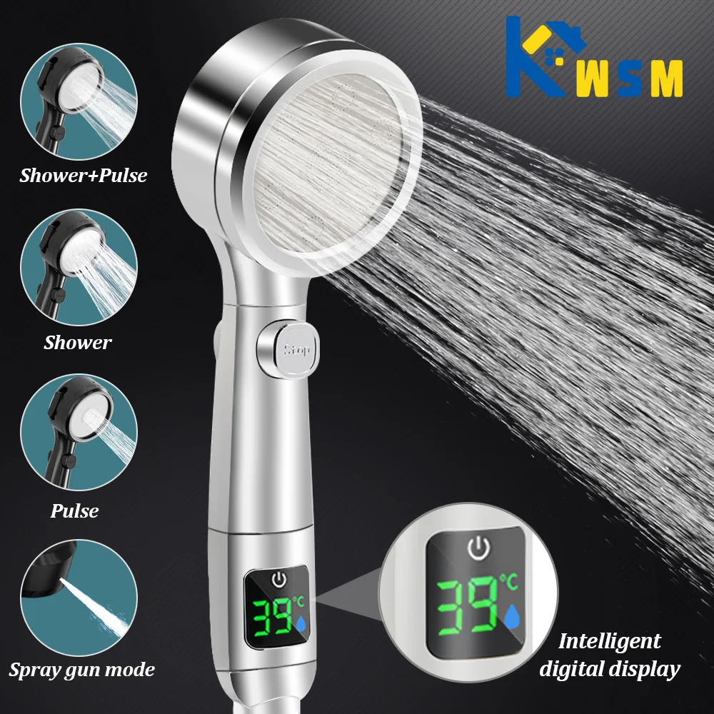 LED 온도 표시 샤워헤드 조절 가능한 샤워 샤워헤드, 스마트 4 모드, 절수 욕실 액세서리 Best5 LED 온도 표시 샤워헤드 조절 가능한 샤워 샤워헤드, 스마트 4 모드, 절수 욕실 액세서리 Best5