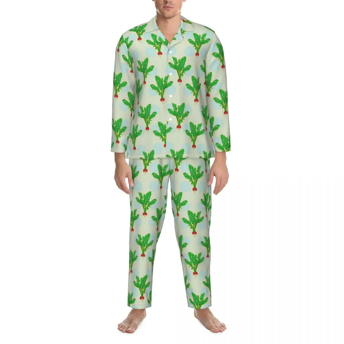 

Vector Radishes Pajama Sets Autumn Vegetable Trendy Home Sleepwear 2 Pieces Casual Loose Oversize Custom Home Suit Gift Idea