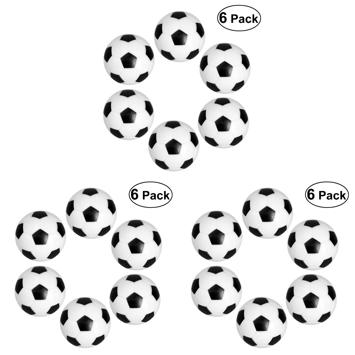 

Set of 3 Small Ball Table Football Mini Balls Black & White Footballs for Kids