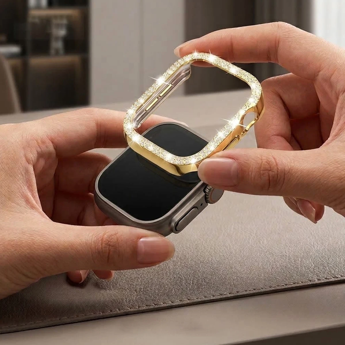 Luxury Bling Diamond Cover for Smartwatch - Hollow-Out Protective Bumper Accessory