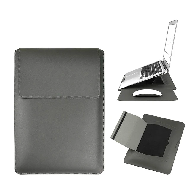 Housse pour ordinateur portable Dormin en cuir 13,3'15,6' avec support ergonomique réglable, conception Velcro non magnétique, étui portable pour Mac Dell HP 1