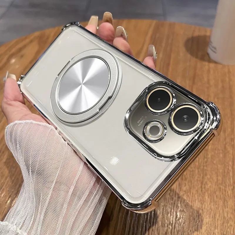 Luxury Electroplating Airbag 360° Rotating Bracket TPU Shockproof Bumper Case