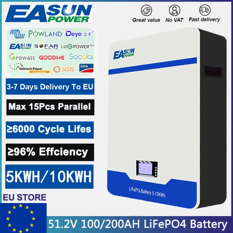 EA Power Weißer GPRS-Solar-Lithium-LiFePO4-Batterie 4,8 kWh