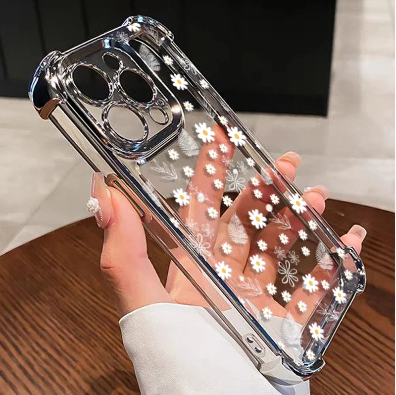 Retro Plating Daisy Flowers Phone Case Cover