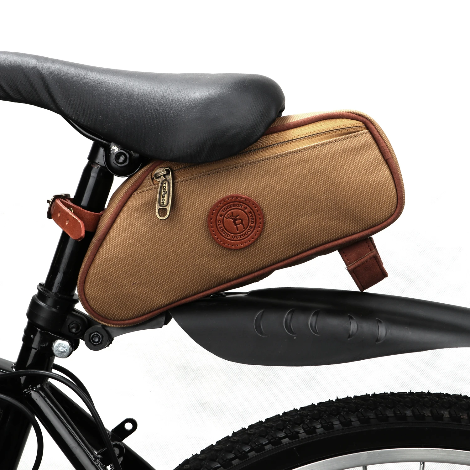 Tourbon 自転車フレームチューブバッグ,サドルバッグ,シートバッグ,リアキャリア,ブラウン,ワックスキャンバス,防水サイクリングアクセサリー|tube  bag|bag bicyclebag bicycle accessories - AliExpress
