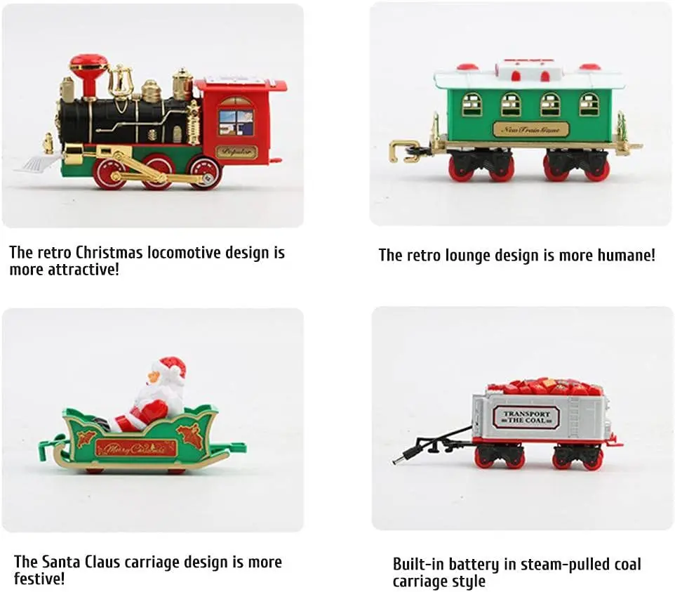 Electric Train Set Toy Car for Christmas Tree Railway Model Transport Train With Music Santa Claus Xmas Gifts