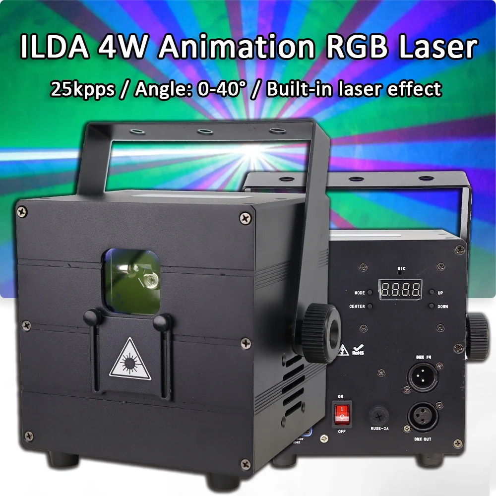 Nuovo Ilda Multi Color 4W Rgb 3D Animation Laser Lights Per Dj Party Pattern Projector Scans Dmx Dance Bar Christmas Show