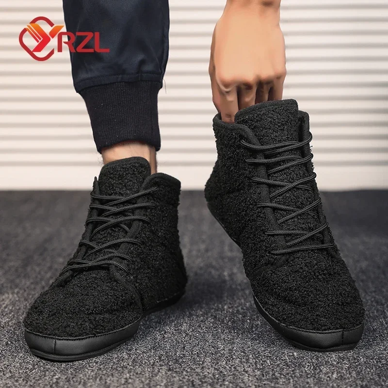 Men Shoes Soft Slippers YRZL Cotton Shoes Men Winter High Top Warm Slip on Lightweight Slippers Men Plush Indoor Cotton Loafers Winter Warm Shoes