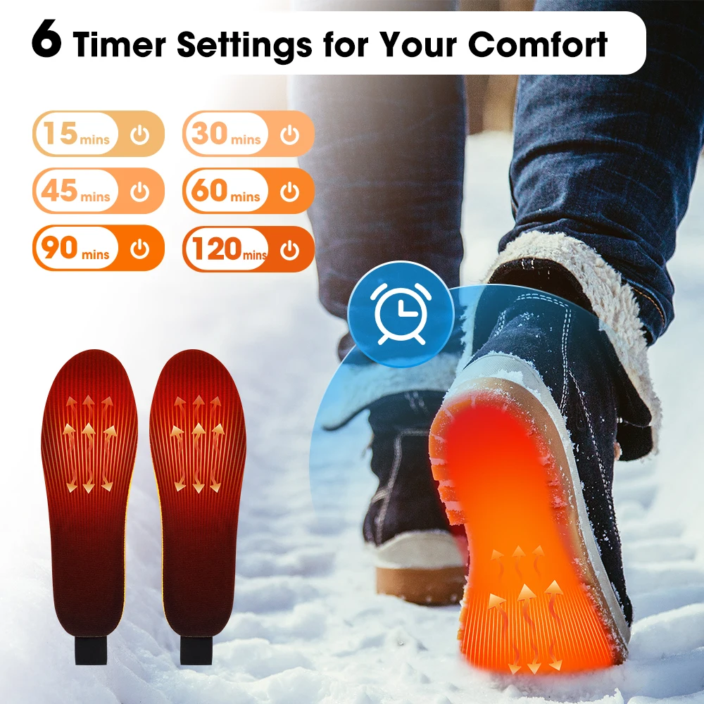 Smart APP Control Heated Insoles Electric Foot Warming Pad Winter Camping Outdoor Ski Adjustable Temperature Heating Shoe Pads