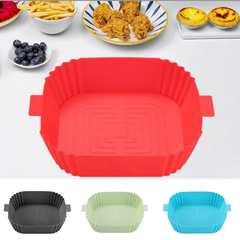 Air Fryer Accessories 20cm Air Fryers Oven Baking Tray Fried Chicken Basket Mat Silicone Pot Round Replacement Grill Pan