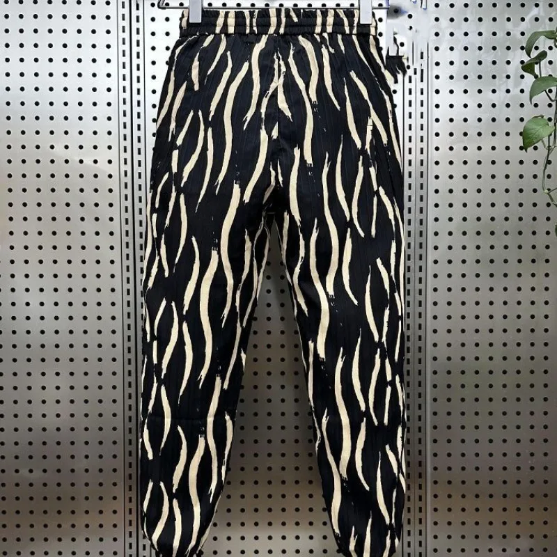 Casual and Comfortable Boyfriend Summer 2024 Men's New Patchwork Elasticized Drawstring Printed Striped Versatile Harlan Pants