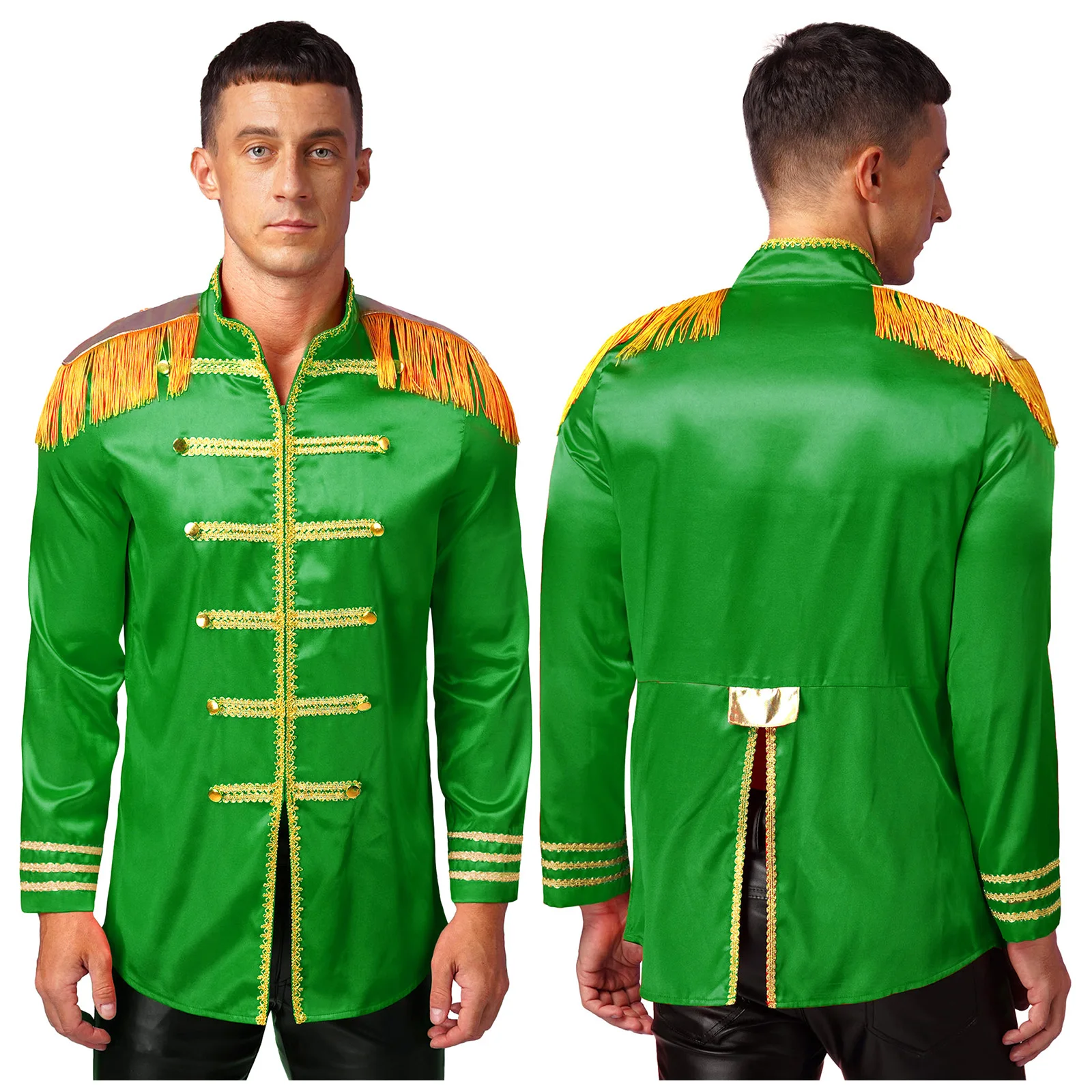 Men's Halloween SGT Sergeant Pepper Costume Jacket Marching Band Rock Man  60s Satin Cardigan Coat Theme Party Fancy Dress Up - AliExpress