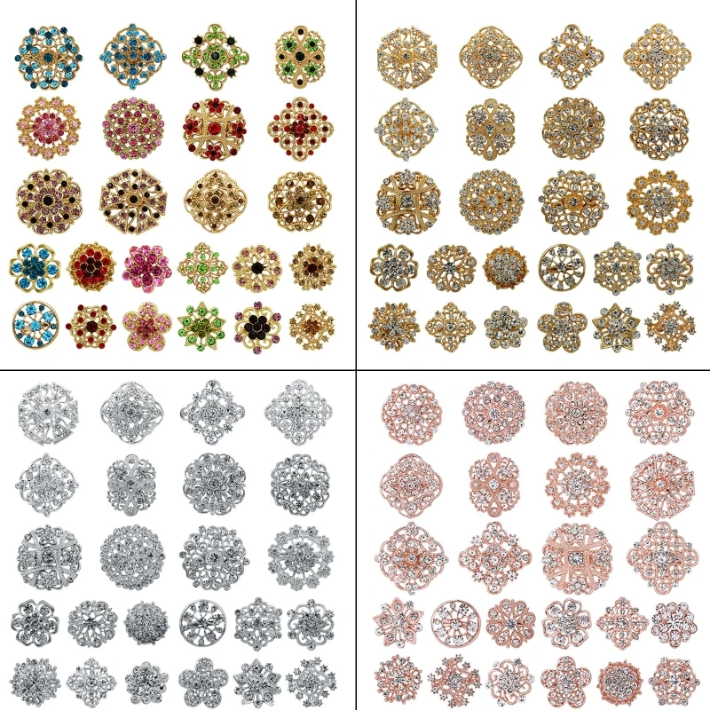 

24 шт./компл., брошь с цветочным узором, воротник, булавка, букет, декор, ювелирные изделия для невесты