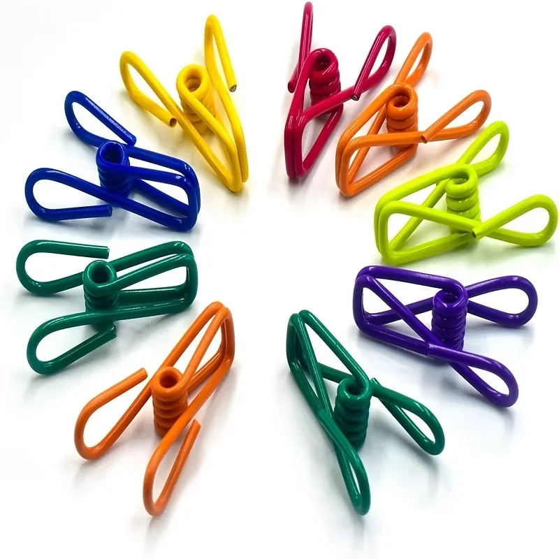 10pcs Durable Multi-Purpose Chip Clips Strong PVC-Coated Steel for Sealing Snacks Food Bags Organizing Home