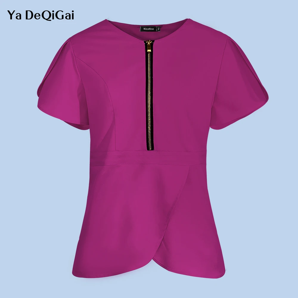 Veterinary Work Uniform Women Zip V neck Scrubs Top Nurse Blouse Pet