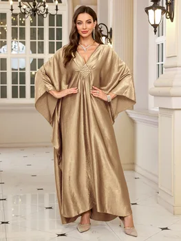 Kaftan Dresses for Women Sparkly Glitter Batwing Sleeve Kaftan Cover Up Beach Maxi Dress Loungewear