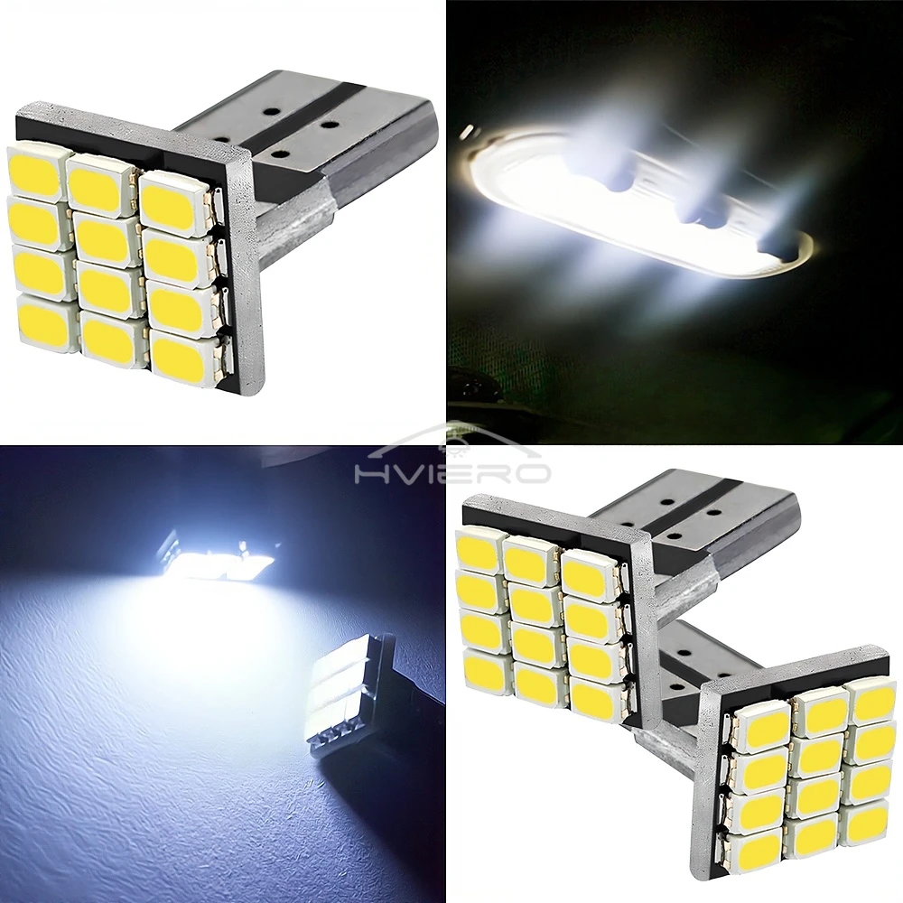 10PCS T10 W5W 12SMD 1206 자동차 웨지 화이트 LED DC 12V Canbus 오류 디코더 없음 외부 조명 번호판 램프 코너 백업 Led