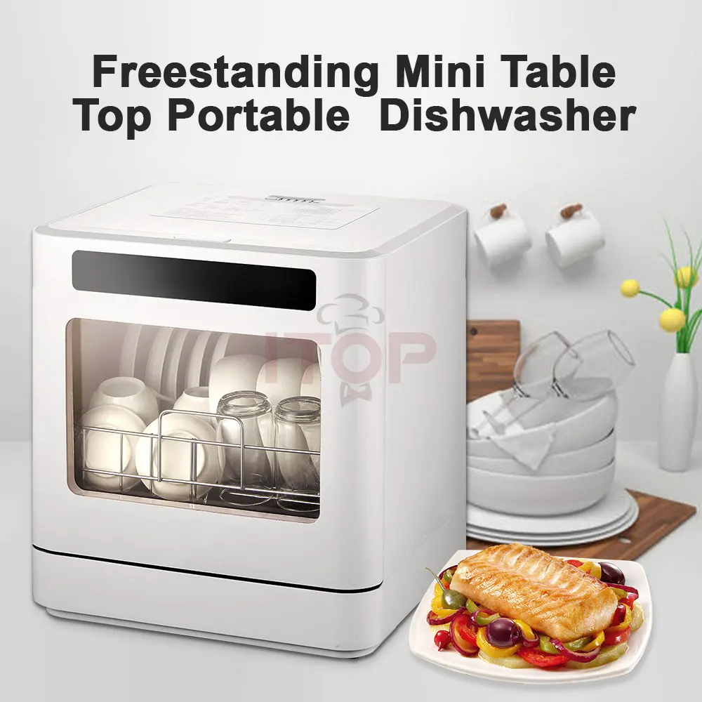 800W Intelligent automatic dishwasher home desktop mini small air dry smart dishwasher  machine - AliExpress